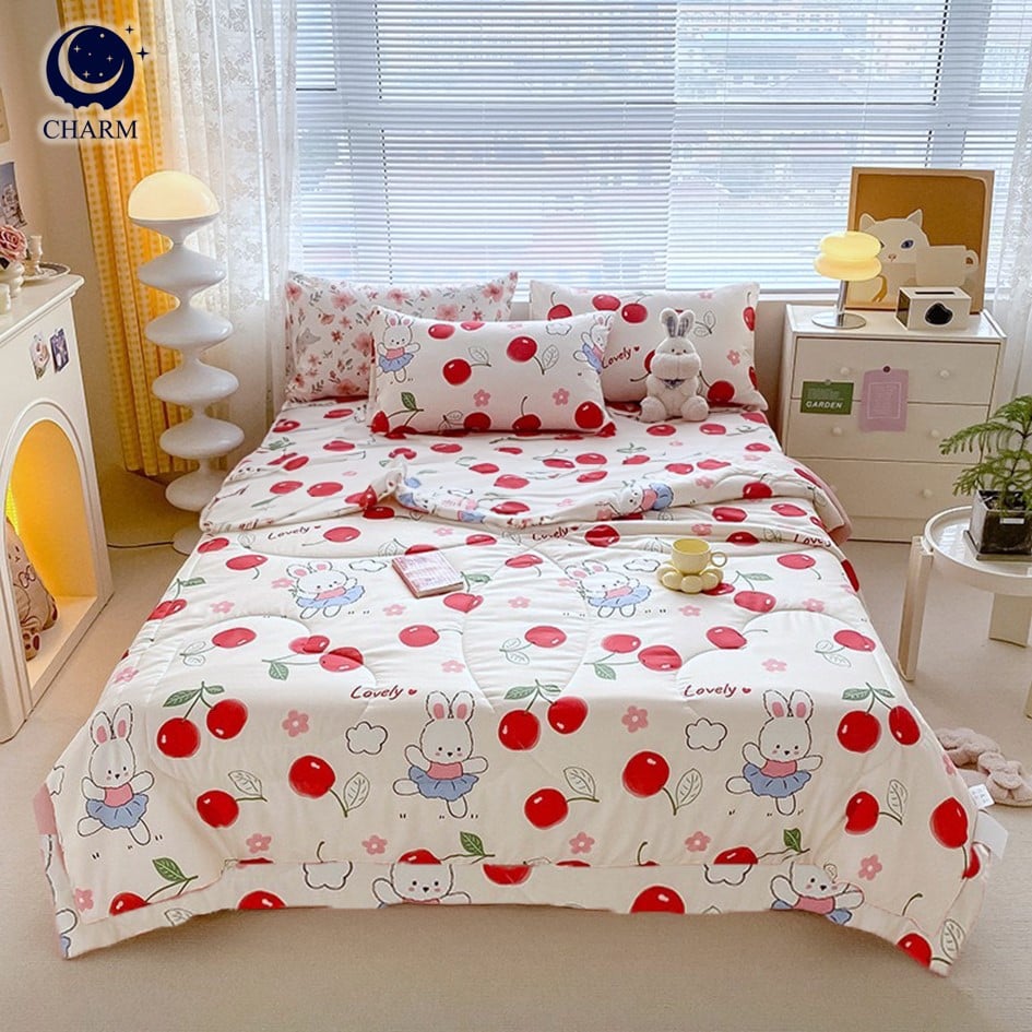 ชุดผ้าปูที่นอน 5ฟุต 5ชิ้น Fluffy ผ้า cotton คอลเลคชั่น Dreamy ลาย Cherry Bloom ไม่รวมผ้านวม_6